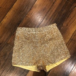 Gold sparkly shorts